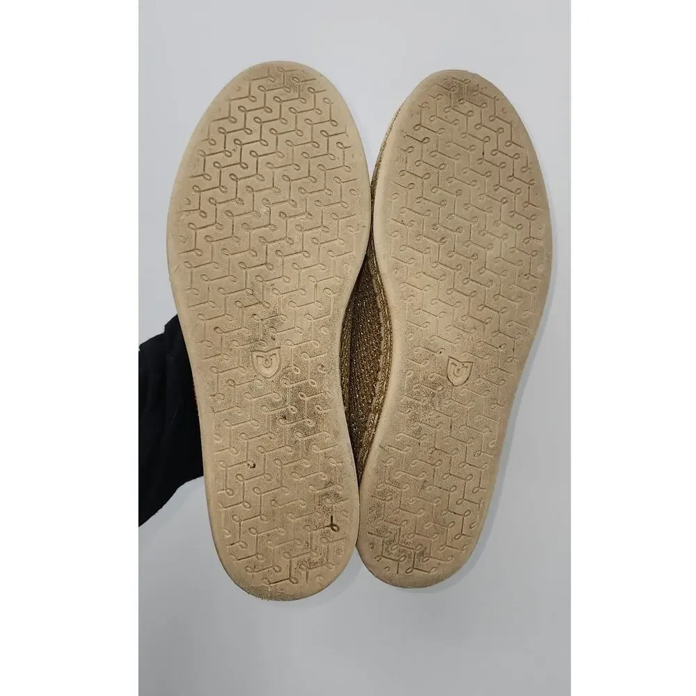 Rothy's The Espadrille Flats In Gold Metallic Stripes Size W 7.5